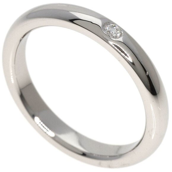 TIFFANY&CO Platinum PT950 Diamond Stacking Band Ring Size 4 - Picture 1 of 7